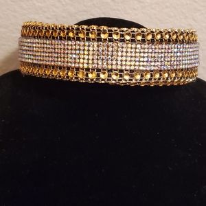 Gold Rhinestone Dog Collar